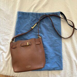 Smythson Brown Leather Crossbody Bucket Bag